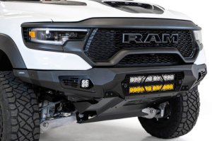 RAM 1500 TRX Bumper - Front - Addictive Desert Designs - Bomber with Dual 20-inch LED Bar Mounts - Hammer Black with Satin Black panels - `21-`27